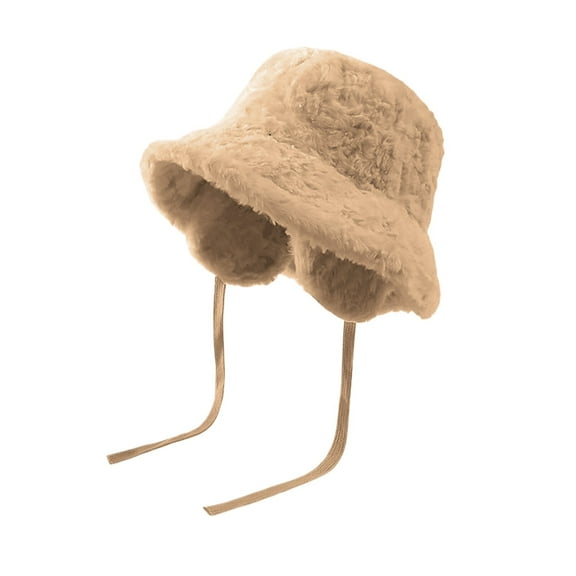 Riforla Fuzzy Bucket Hat Women Men Plush Cute Bucket Hats Winter Warm Fisherman Funny Hat Bomber Hats Khaki