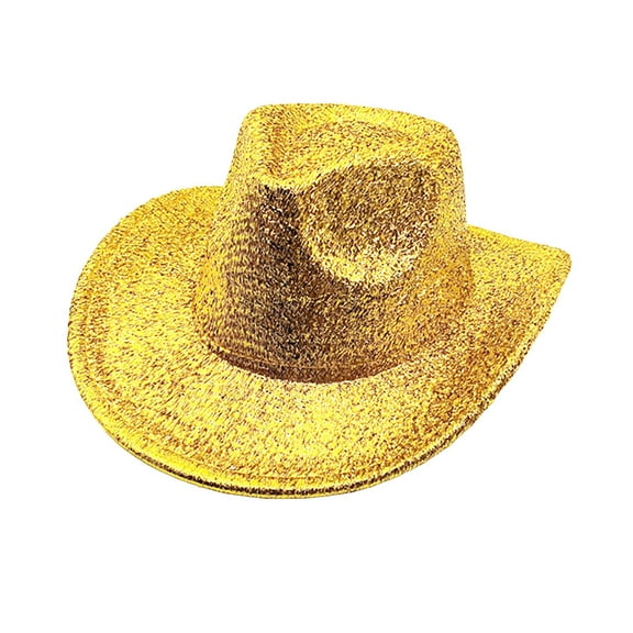 Riforla Gold Solid Color Fashion Stage Hat for Men and Women Party Festival Western Cowboy Hat Womens Hats Gold M