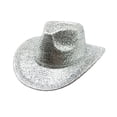 thumbnail image 1 of Riforla Gold Solid Color Fashion Stage Hat for Men and Women Party Festival Western Cowboy Hat Womens Hats Silver M, 1 of 3