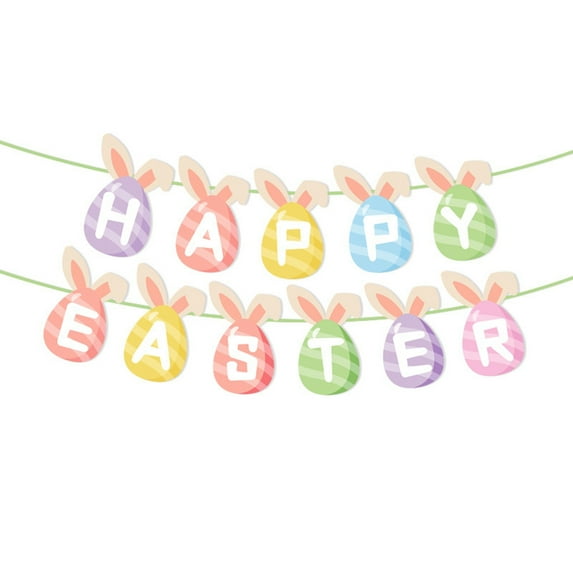 Riforla Happy Easter Banner Easter Egg Theme Party Banner Decoration Home Gareden Spring Decoration B_002