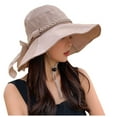 thumbnail image 1 of Riforla Hat Lady Sun Sun Visor Lady Wide Brim Hat Hat Spring and Summer Sun Chin Strap Bow Small Face Effect Sun Travel Outd Beach Hats for Women Khaki, 1 of 4