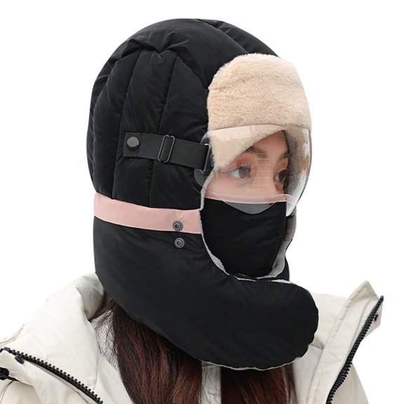 Riforla Hat Men and Women The Same Winter Windproof Riding Cold Plus Thick Head Set Vehicle Warm Lei Feng Hat Bomber Hats Black