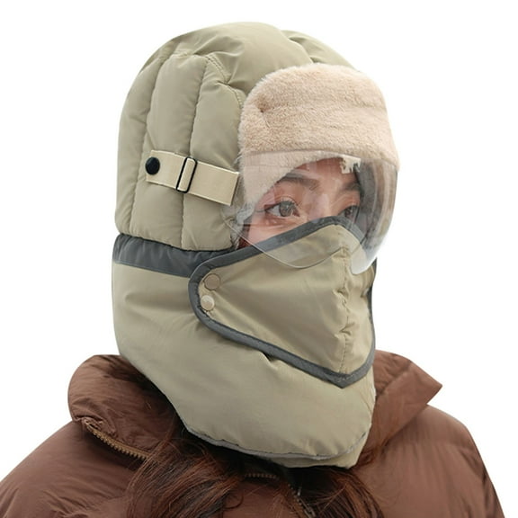 Riforla Hat Men and Women The Same Winter Windproof Riding Cold Plus Thick Head Set Vehicle Warm Lei Feng Hat Bomber Hats Khaki