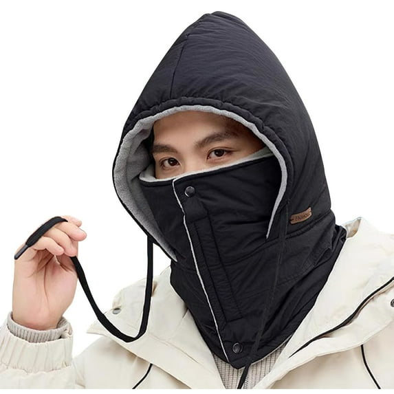 Riforla Hats for Men and Women The Same Type of Autumn and Winter Cycling Warm Bike Riding Face One Head Cover Bomber Hats Black