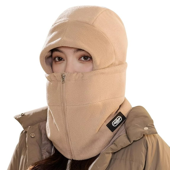 Riforla Hats for Men and Women The Same Type of Autumn and Winter Cycling Warm Bike Riding Face One Head Cover Bomber Hats Khaki