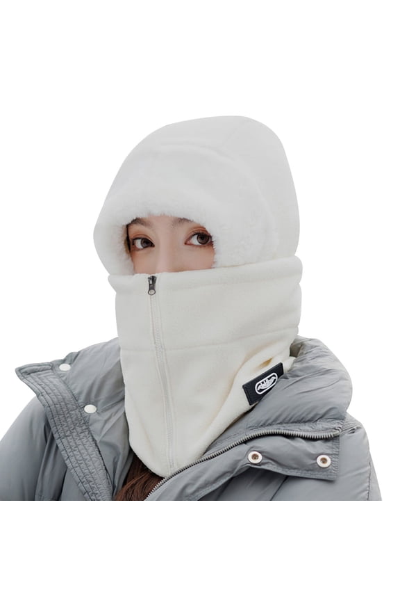 Hats for Men and Women The Same Type of Autumn and Winter Cycling Warm Bike Riding Face One Head Cover Bomber Hats White