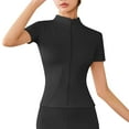 thumbnail image 1 of Riforla High Elastic Yoga Short Sleeved Jacket Stand Collar Tight Sports Coat Short Sleeved Cardigan for Women Athletic Shirts Pack Women New Day Womens Shirt Black L, 1 of 5