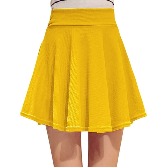Riforla High Waist Versatile Shorts for Women Candy Colored Inner Anti Exposure Ideal with Any Skirt Comfort and Style in One Long Pleated Skirts for Women Yellow XL