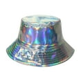 thumbnail image 1 of Riforla Hop Street Gold and Silver Basin Hat for Men and Women Stage Performance Metal PU Fisherman Hat Bucket Hats Silver, 1 of 4