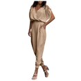 thumbnail image 1 of Riforla Jumpsuit for Womens Dressy Casual 2024 Romper Cold Shoulder Outfits for Summer Jumpsuits for Women Beige S, 1 of 6