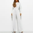 thumbnail image 1 of Riforla Jumpsuits for Women Casual Jumpsuits Loose Fit Belted Dressy Long Sleeve Crewneck Autumn Jumpsuit Long Wide Legs Formal Rompers Women's Jumpsuit White XL, 1 of 8