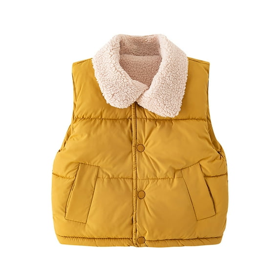 Riforla Kids Toddler Baby Boys Autumn Winter Jacket Sleeveless Zip up Boys Coat Clothes Outwear Toddler Winter Coat for Boys Yellow 100