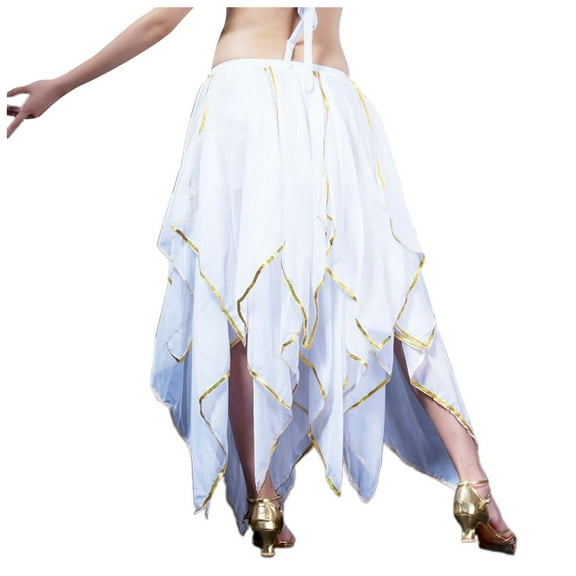 Riforla Ladies' Carnival Belly Dance Performance Dress Womens Skirts White One Size
