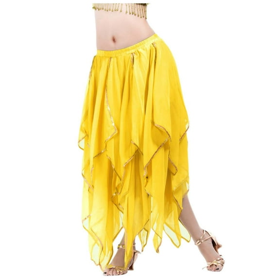 Riforla Ladies' Carnival Belly Dance Performance Dress Womens Skirts Yellow One Size