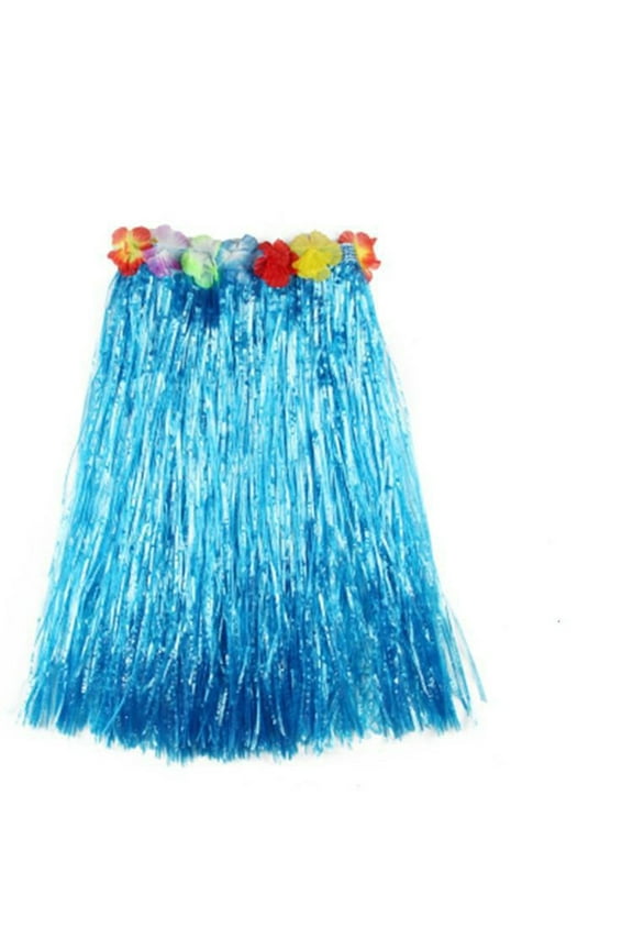 Riforla Ladies Fashion Carnival Brilliant Silk Dance Grass Skirt Performance Women's Skirts Blue 60