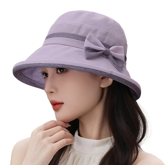 Riforla Ladies Hat Bridal Wedding Tea Party Sun Hat Ladies Outdoor Elegant Temperament Sun Hat Lightweight Breathable Sun Hat Summer New Two Color Bow Elegant Sun Shade Hat Womens Hats Light M