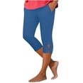 thumbnail image 1 of Riforla Leggings with Pockets Women's 7/8 Yoga Solid Color Summer Stretchy Soft Cutout Metal Rings High Waist Workout Running Everyday Wear Women's Pants Light Blue XL, 1 of 6