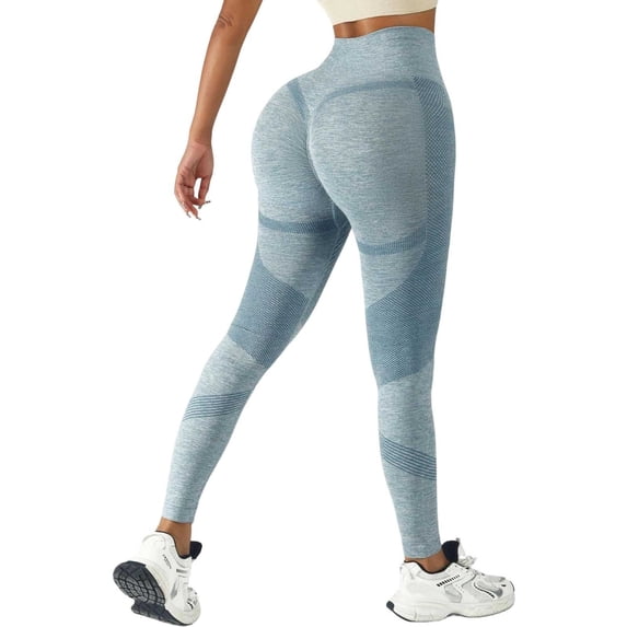 Riforla Leggings for Women Seamless Peach Lifting High Waist Yoga Pants Non See Through Fitness Training Running Capris Women Tights Blue M