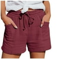 thumbnail image 1 of Riforla Linen Shorts for Women Summer Casual Shorts Drawstring Elastic Waist Bermuda Straight Shorts with Pockets Womens Shorts XL, 1 of 7