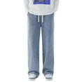 thumbnail image 1 of Riforla Male Thermal Trousers Snow Trousers Teddy Warm Lined Winter Trousers Straight Leg Plush Thermal Jeans Men Pants Light Blue L, 1 of 9