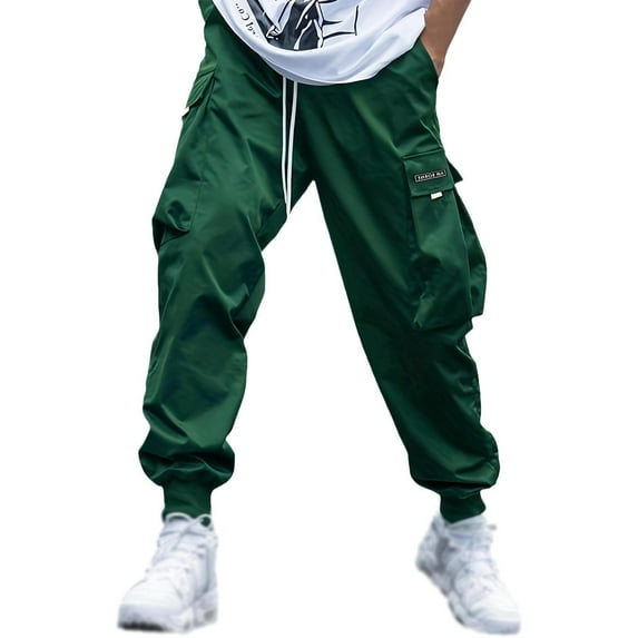Riforla Men Elastic Waist Jogger Sport Pants Drawstring Sports Trousers Mens Casual Shorts Green XL