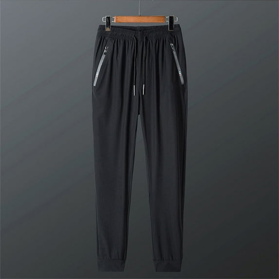 Riforla Men and Women's Lightweight Joggers Pants Dry Running Hiking Pants Athletic Workout Track Pants with Zipper Pockets BK1 XXXXL