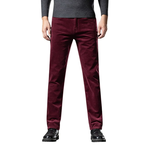 Riforla Men's Casual Corduroy Pants Elastic Waist Drawstring Loose Long Men's Casual Pants 32