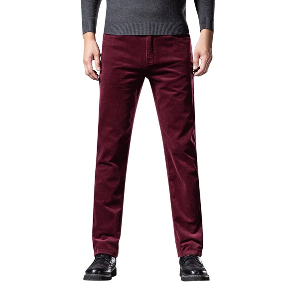 Riforla Men's Casual Corduroy Pants Elastic Waist Drawstring Loose Long Men's Casual Pants 40