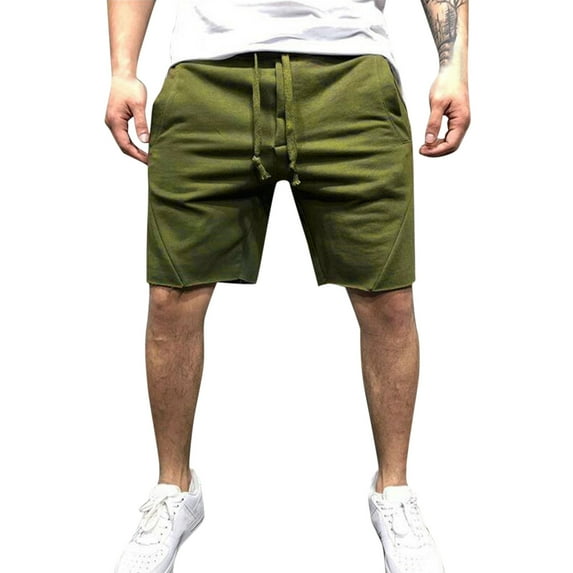 Riforla Men's Casual Mid Waist Shorts Pant Solid Splice Pocket Drawstring Knee Length Shorts Casual Loose Fashion Pant Short Men's Casual Pants Green XXXL