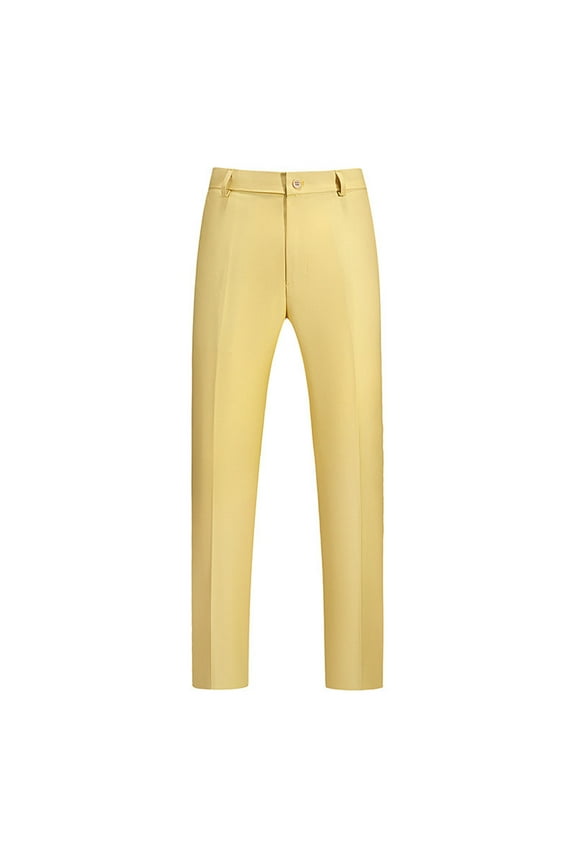 Riforla Men's Classic Veneer Crease Flat Head Chinos Mature Men's Straight Leg Pants Mens Pants Yellow XXL