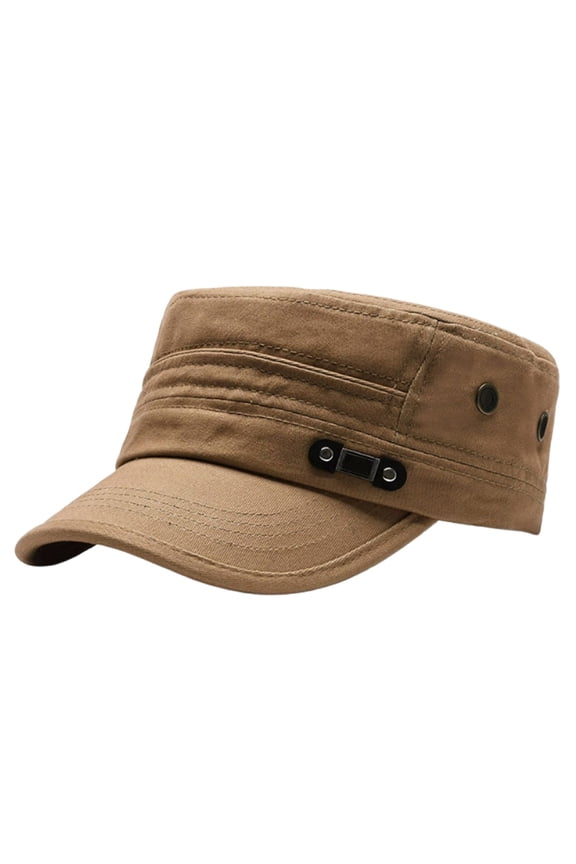 Men's Cot Ton Flat Cap / All Season Outdoor Fishing and Travel Hat Baseball Caps Brown M