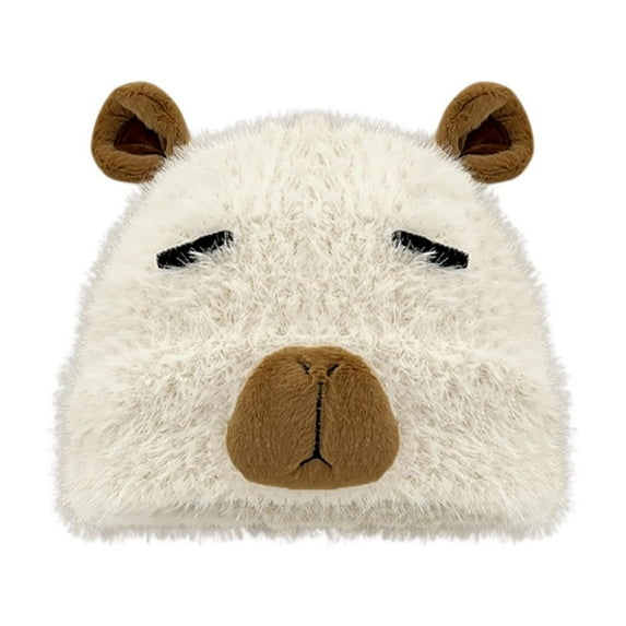 Riforla Men's Fall and Winter Capi Plush Knit Cap Student Couple Thickened Warm Ear Headgear Cap Bomber Hats White