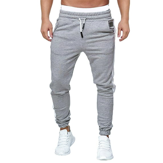 Riforla Men's Fashion Casual Splicing Solid Color Sweater Pants Casual Pants Sports Trousers Grey M