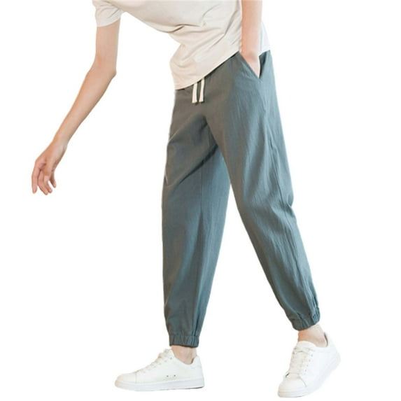 Riforla Men's Loose Straight Cotton Bloomers Summer Casual Pants Men's Breathable Pants Casual Shorts for Men Green XL