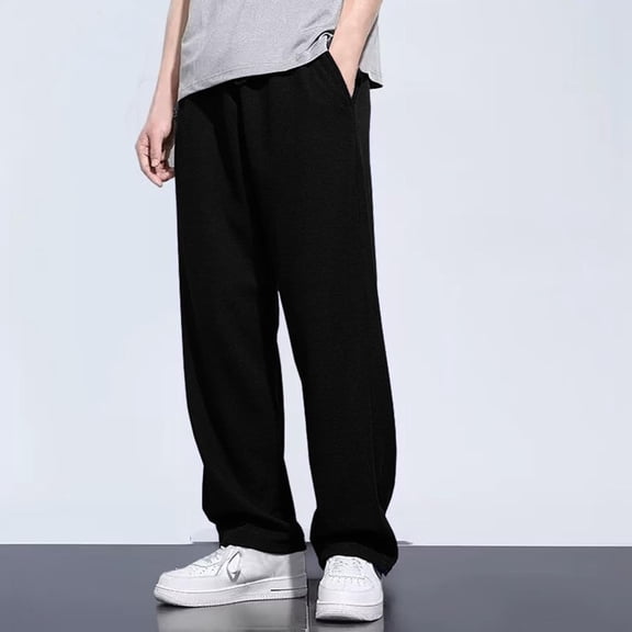Riforla Men's Pants Pocket Mesh Loose Suitable for Casual Straight Bottom Drawstring Jogging Pants Running Exercise Training Basketball Pants Black M