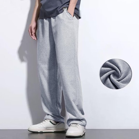 Riforla Men's Pants Pocket Mesh Loose Suitable for Casual Straight Bottom Drawstring Jogging Pants Running Exercise Training Basketball Pants GY2 M