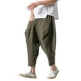thumbnail image 1 of Riforla Men's Slim Straight Cotton Nine Quarter Pants Summer Casual Pants Men's Breathable Pants Mens Pants Casual Green L, 1 of 7