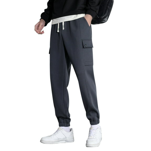 Riforla Men's Sweatpants Lace up Slacks Men's Sweatpants Running Men's Casual Pants GY2 L