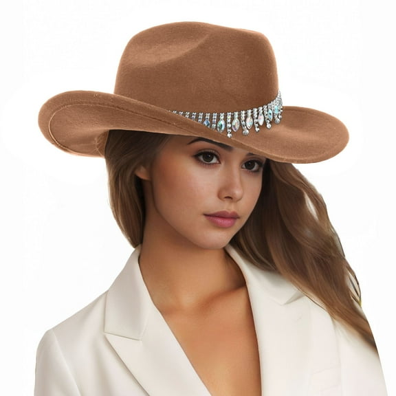 Riforla Men's and Women's Jazz Top Hat Western Cowboy Flash Bride Hat European and Holiday Crazy Top Hat Sun Hats Brown