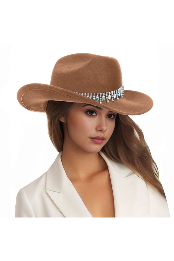 Riforla Men's and Women's Jazz Top Hat Western Cowboy Flash Bride Hat European and Holiday Crazy Top Hat Sun Hats Brown