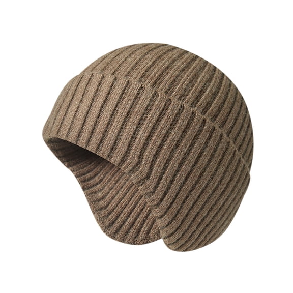 Riforla Men's and Women's Knitted Cap Warm Cap Slouchy with Ear Warmer Winter Cycling Plus Hat Bomber Hats Coffee