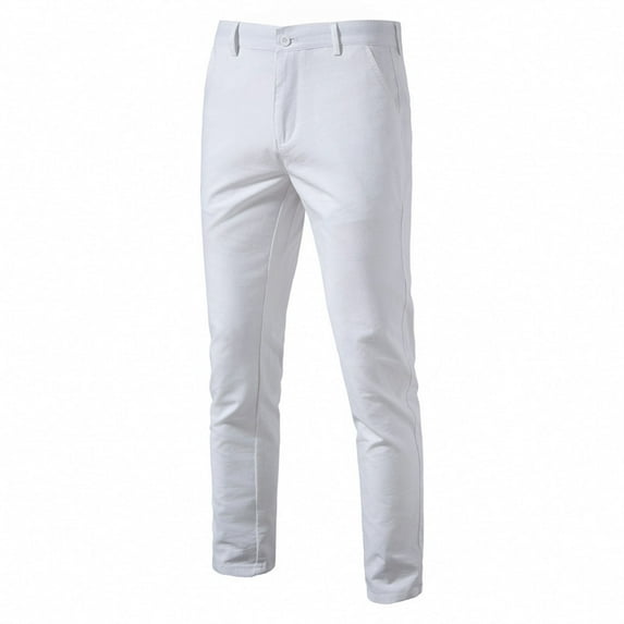 Riforla Mens Casual Pants Breathable Straight Leg Mens Youth Solid Color Matching Pants Casual Shorts for Men White L-33
