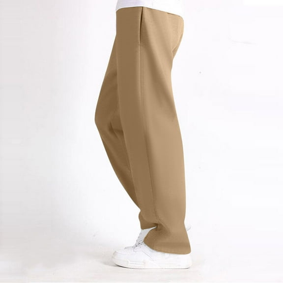 Riforla Mens Casual Straight Pants Trend Youth Warm Loose Pants Loose Fashion Khaki XXL