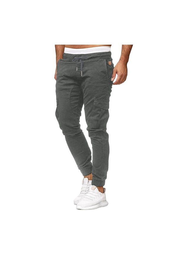 Riforla Mens Comfort Cargohose Herren Cargohoes Jogger Chino Regular Fit Pants for Men Grey XL