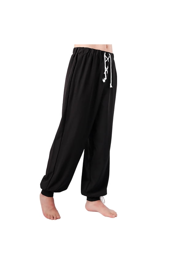 Riforla Mens Fashion Slacks Summer Pants Ankle Strap Pants Pants Men Pants Black XL