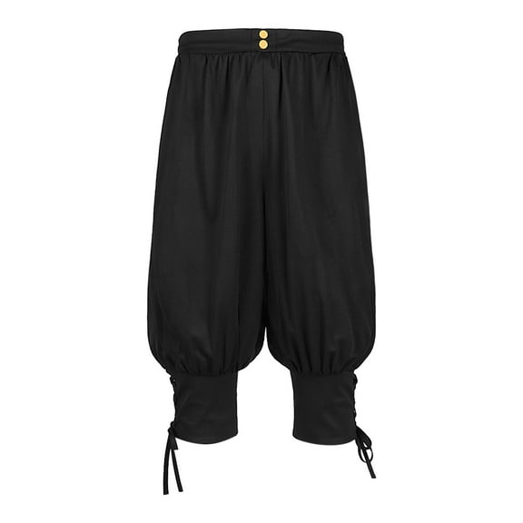 Riforla Mens Retro Solid Color Pants Ankle Strap Pants Quick Drying Pants Casual Shorts for Men Black M