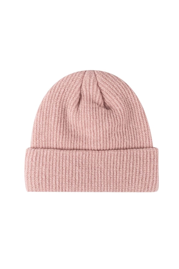 New Fashionable and Adult Solid Color Knitted Warm Pullover Sun Hats Pink