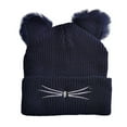 thumbnail image 1 of Riforla New Kitty Ear Knit Hat Embroidered Woolen Hat Cute Fall and Winter Warm Pullover Hat Bomber Hats Navy, 1 of 4