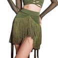 thumbnail image 1 of Riforla New Latin Dance Skirt Practice Suit Sailor Skirt New Dance Dress Irregular Tassel Skirt Skirts for Women Green L, 1 of 5
