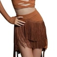 thumbnail image 1 of Riforla New Latin Dance Skirt Practice Suit Sailor Skirt New Dance Dress Irregular Tassel Skirt Skirts for Women Khaki XXL, 1 of 5